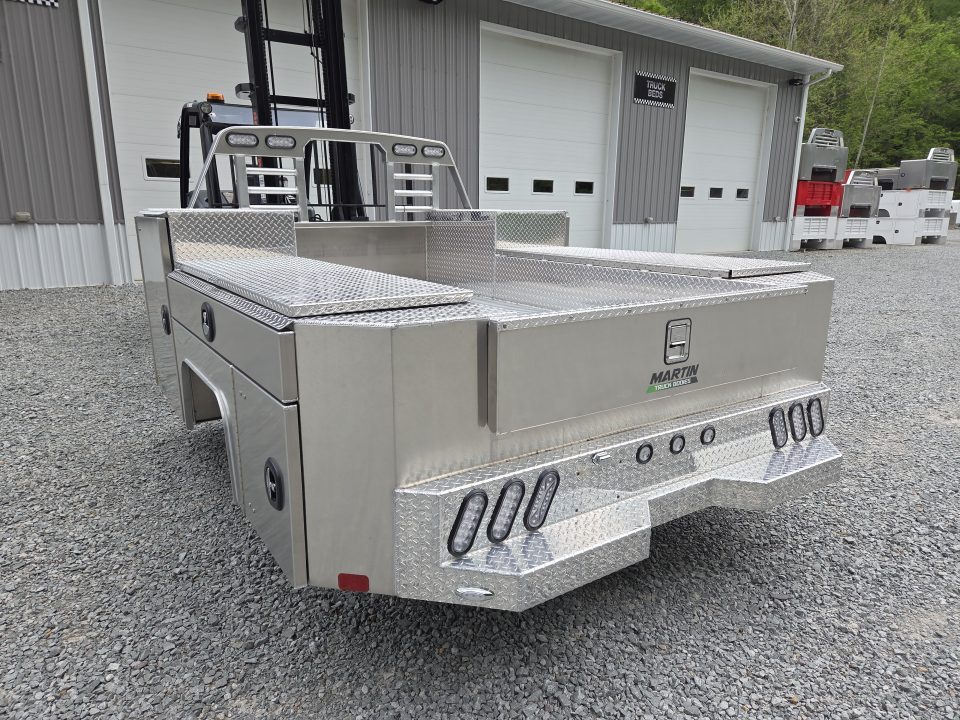 New Martin Truck Bodies Aluminum Gooseneck Service Body DRW 60" CA Cab and Chassis Diamond Tread. LIGHTED COMPARTMENTS