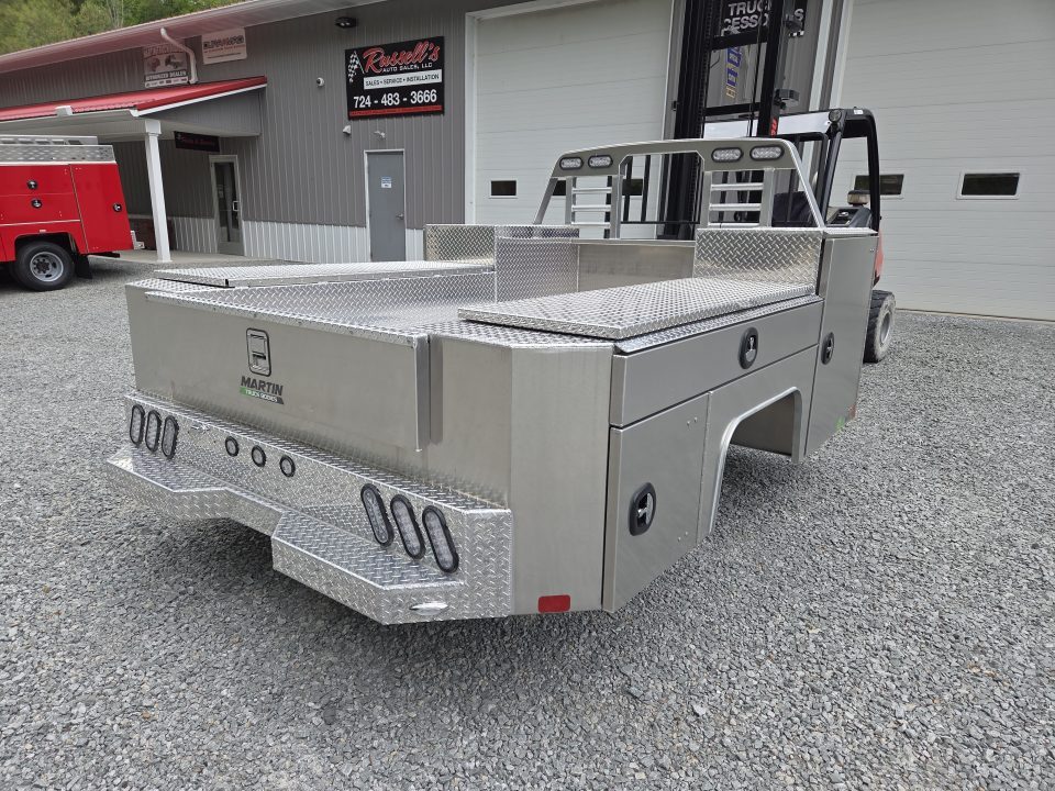 New Martin Truck Bodies Aluminum Gooseneck Service Body DRW 60" CA Cab and Chassis Diamond Tread. LIGHTED COMPARTMENTS