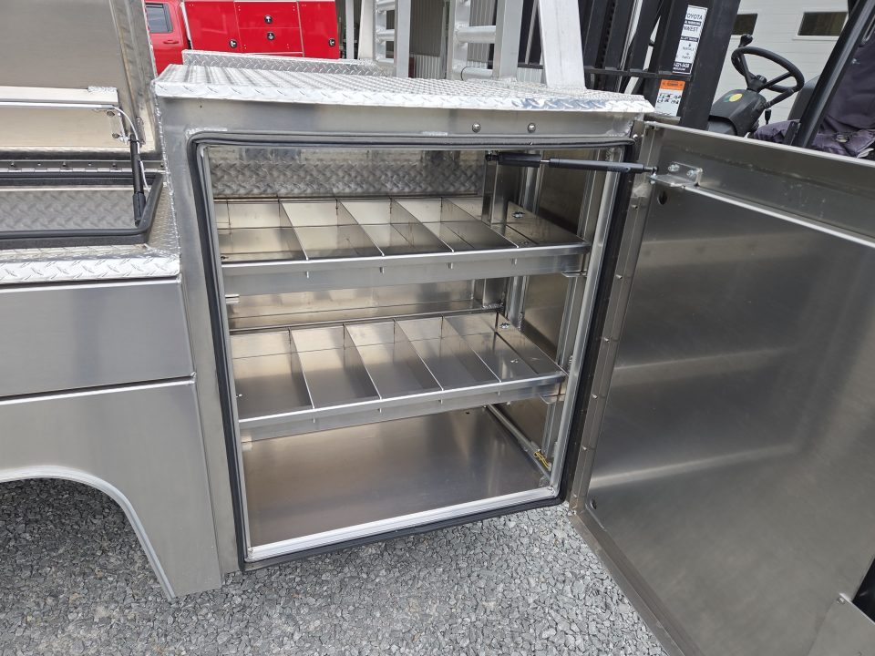 New Martin Truck Bodies Aluminum Gooseneck Service Body DRW 60" CA Cab and Chassis Diamond Tread. LIGHTED COMPARTMENTS