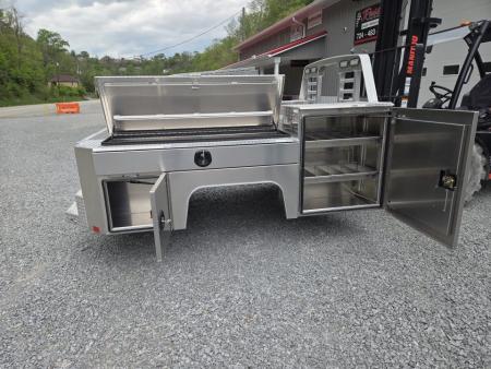 New Martin Truck Bodies Aluminum Gooseneck Service Body DRW 60" CA Cab and Chassis Diamond Tread. LIGHTED COMPARTMENTS