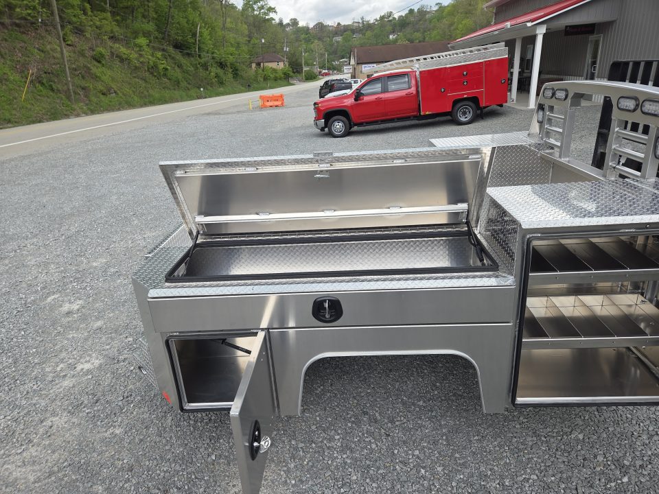 New Martin Truck Bodies Aluminum Gooseneck Service Body DRW 60" CA Cab and Chassis Diamond Tread w/Tool Drawer