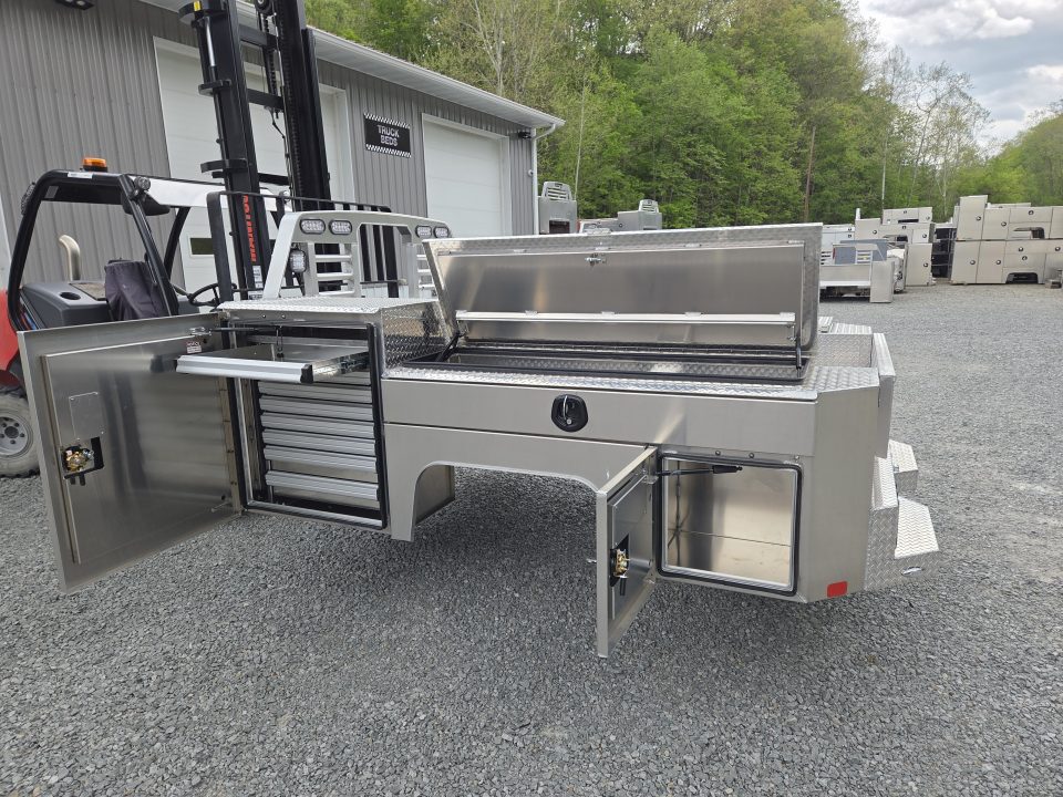 New Martin Truck Bodies Aluminum Gooseneck Service Body DRW 60" CA Cab and Chassis Diamond Tread w/Tool Drawer