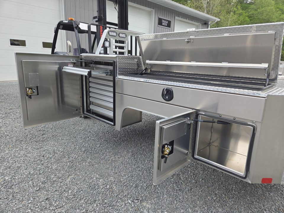 New Martin Truck Bodies Aluminum Gooseneck Service Body DRW 60" CA Cab and Chassis Diamond Tread w/Tool Drawer