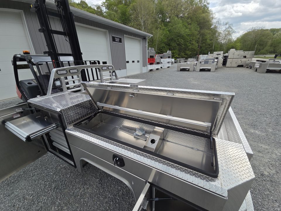 New Martin Truck Bodies Aluminum Gooseneck Service Body DRW 60" CA Cab and Chassis Diamond Tread w/Tool Drawer