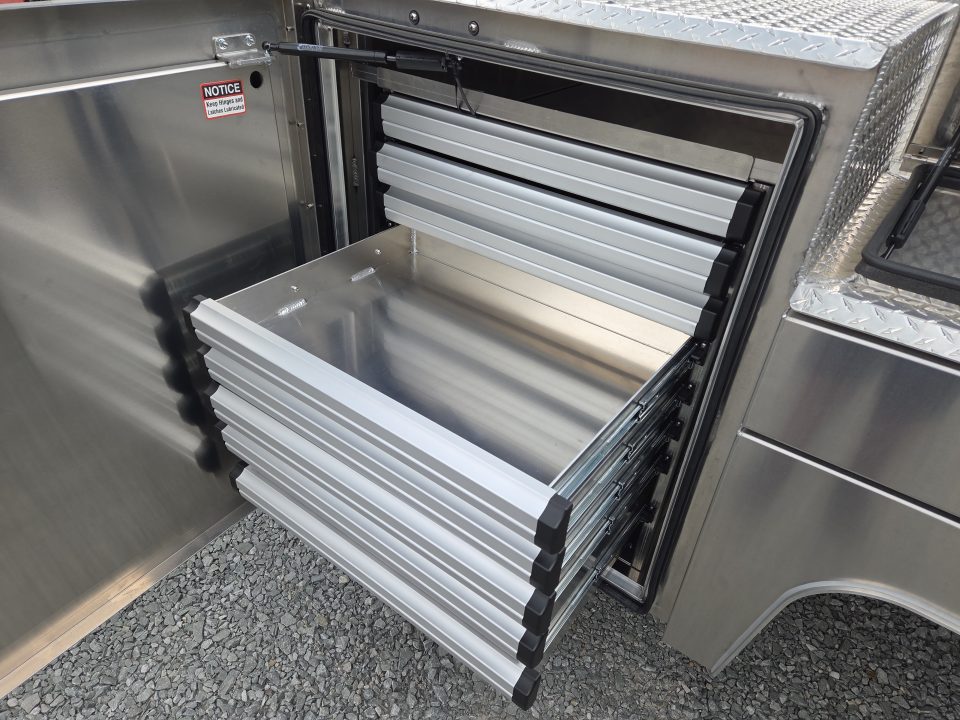 New Martin Truck Bodies Aluminum Gooseneck Service Body DRW 60" CA Cab and Chassis Diamond Tread w/Tool Drawer