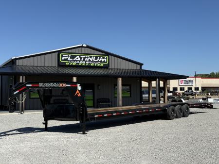 New 2026 RawMaxx LDX 102X44 LOWBOY W/14 PLYS, LOCKING CHAIN RACK, AND TORQUE TUBE 21K GVWR GOOSENECK Flatbed Trailer