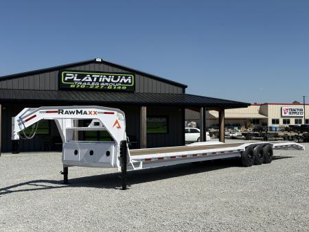 New 2026 RawMaxx LDX 102X44 LOWBOY W/14 PLYS, LOCKING CHAIN RACK, AND TORQUE TUBE 21K GVWR GOOSENECK Flatbed Trailer