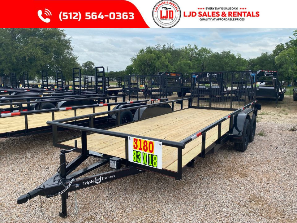 New 2026 Triple R - 83" x 18' - 4' Gate Utility Trailer