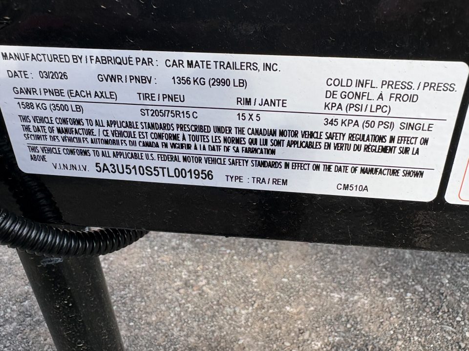 New 2026 CAR MATE TRAILERS 5x10 Utility Trailer
