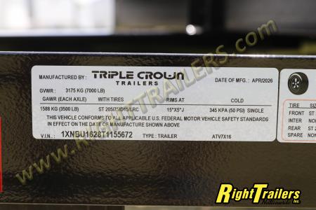 New 2026 7X16 TRIPLE CROWN ATV UTILITY TRAILER