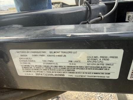 Used 2024 Belmont 22' FLAT TRACK Equipment Trailer