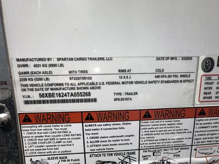 New 2026 SPARTAN CARGO S8.5X16TA Cargo / Enclosed Trailer
