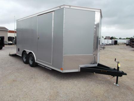 New 2026 Covered Wagon Trailers 8.5x16 Cargo Trailer / Car Hauler / 5200# Axles / 7ft Interior / 48  RV Side Door / .080 Silver Poly Core Skin / 60  Triple Tube Tongue / Extra Wide Ramp
