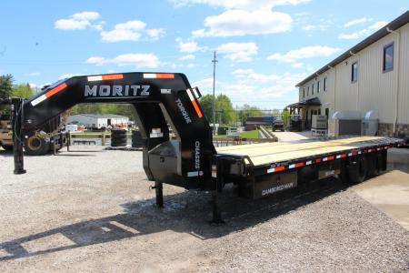 New 2026 Moritz FDGH Hydraulic Tail 30' GOOSENECK Deckover Flatbed Trailer- 25900# GVW