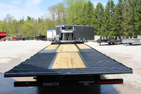 New 2026 Moritz FDGH Hydraulic Tail 30' GOOSENECK Deckover Flatbed Trailer- 25900# GVW