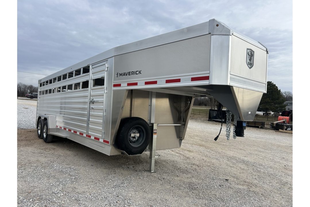 New 2027 EBY 6'11X24 14K GN STOCK TRAILER 2 CUT GATES 1A FLOATING GATE COMBO REAR GATE