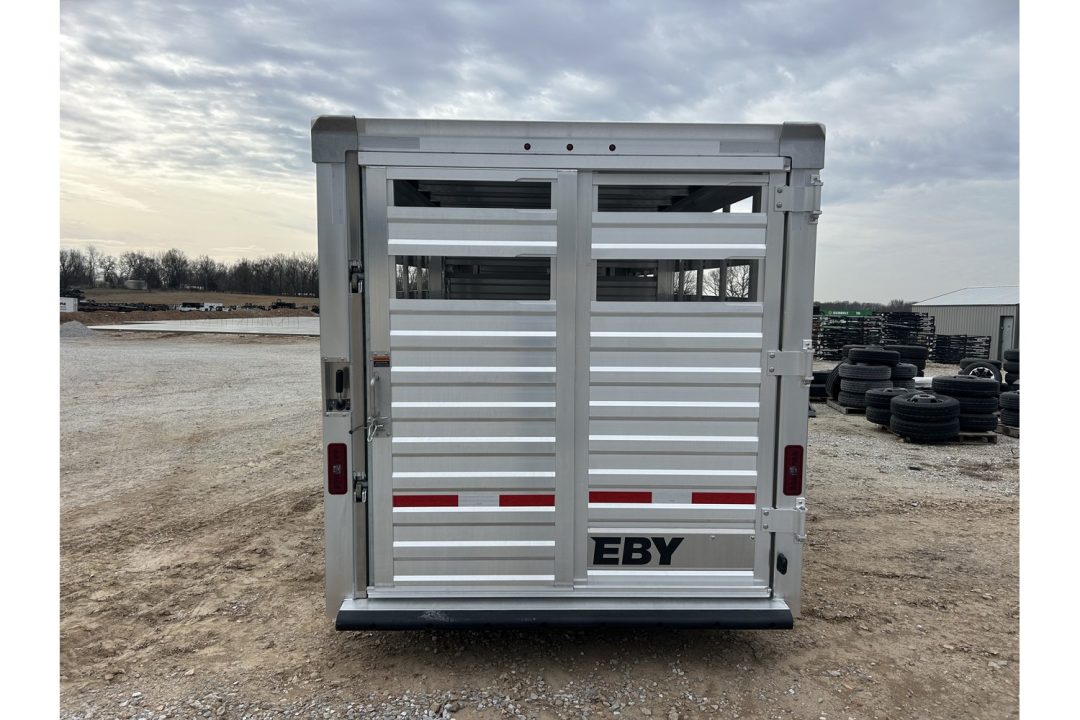 New 2027 EBY 6'11X24 14K GN STOCK TRAILER 2 CUT GATES 1A FLOATING GATE COMBO REAR GATE