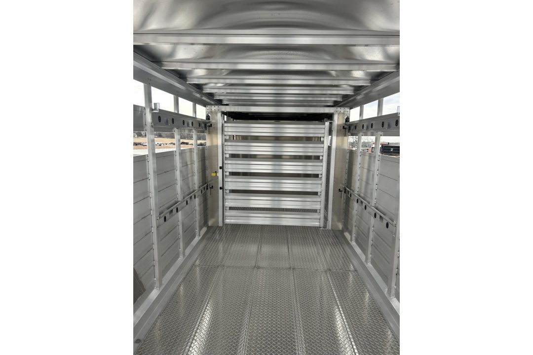 New 2027 EBY 6'11X24 14K GN STOCK TRAILER 2 CUT GATES 1A FLOATING GATE COMBO REAR GATE