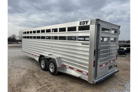 New 2027 EBY 6'11X24 14K GN STOCK TRAILER 2 CUT GATES 1A FLOATING GATE COMBO REAR GATE