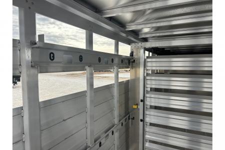 New 2027 EBY 6'11X24 14K GN STOCK TRAILER 2 CUT GATES 1A FLOATING GATE COMBO REAR GATE