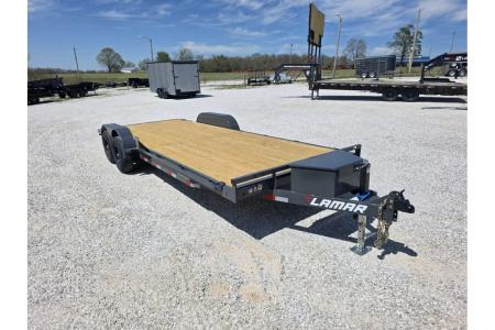 New 2026 Lamar 83X22 TANDEM 10K CAR HAULER W/2' STEEL DOVE & SLIDE OUT RAMPS / TOOLBOX