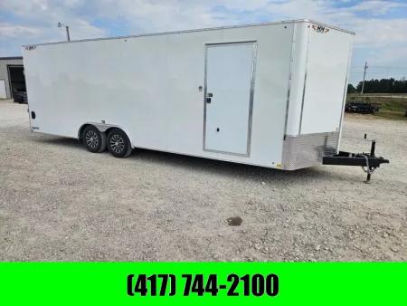 New 2025 H and H Trailer 8.5X24 TANDEM 10K CARGO W/7' HEIGHT SCREWLESS EXTERIOR ALUM WHEELS & RAMP DOOR