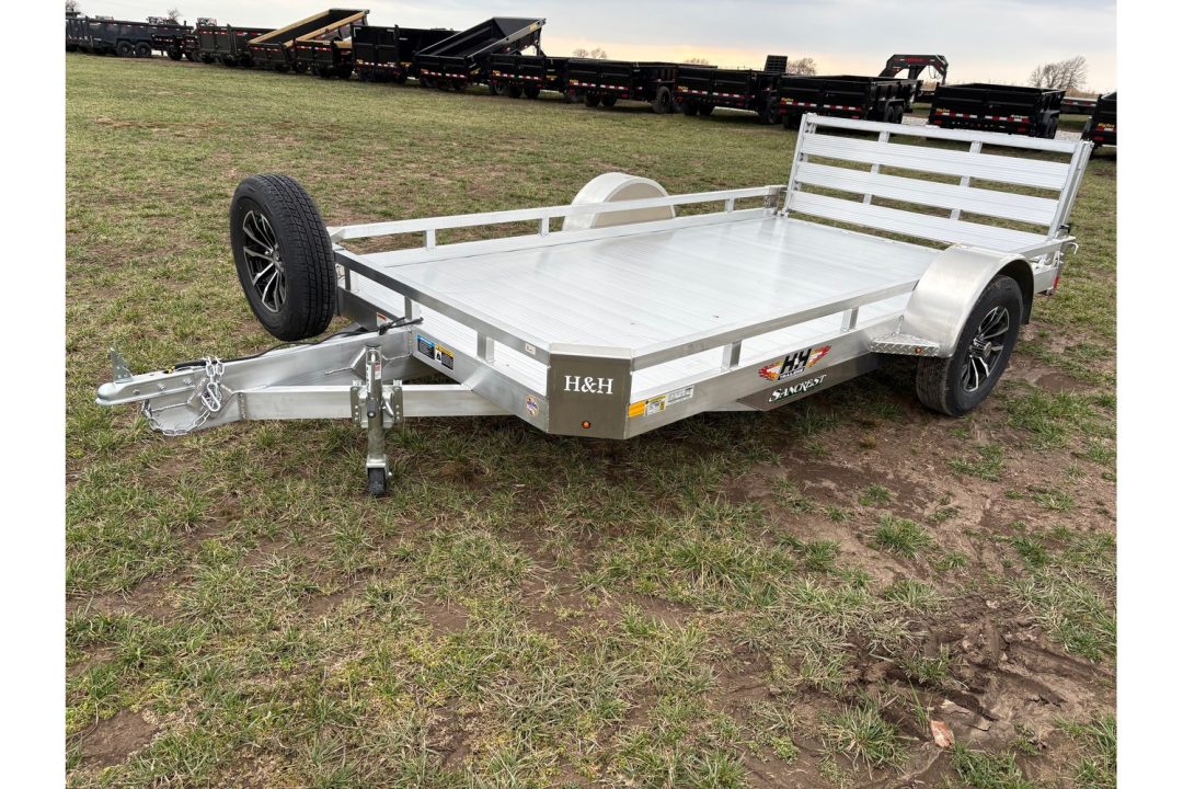 New 2026 H&H 76X12 SINGLE AXLE ALUMINUM LO-SIDE UTILITY W/BI FOLD GATE