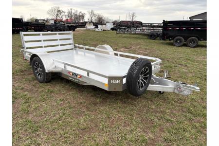 New 2026 H&H 76X12 SINGLE AXLE ALUMINUM LO-SIDE UTILITY W/BI FOLD GATE