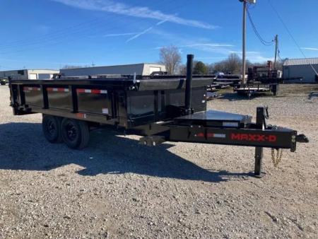 New 2026 MAXX-D 96x14 TANDEM 14K TELESCOPIC DECKOVER DUMP W/ 24" FOLD DOWN SIDES, 14 PLY TIRES & SLIDE IN RAMPS