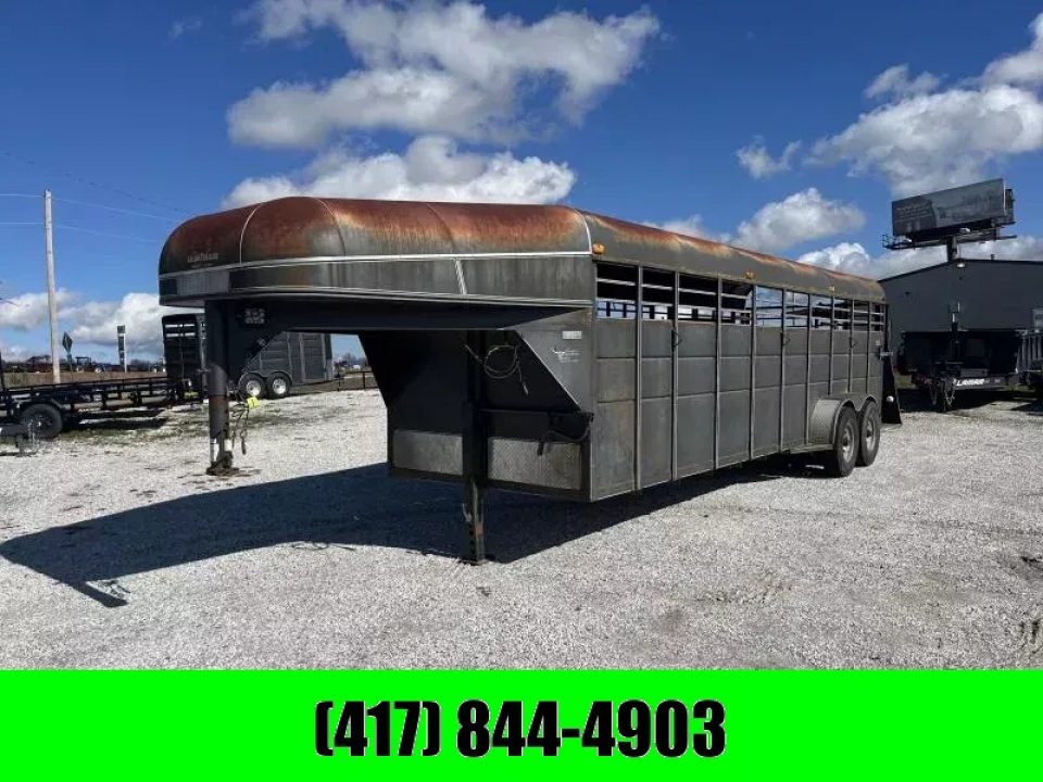 Used 2007 Calico Trailers 6'8x24 Gooseneck Livestock w/ Rear Slider 14ply Tires