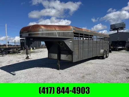 Used 2007 Calico Trailers 6'8x24 Gooseneck Livestock w/ Rear Slider 14ply Tires