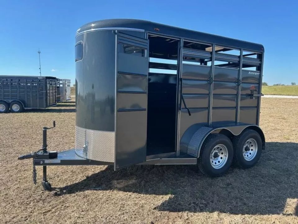New 2026 Calico Trailers 6x12x7 Tall Tandem 7K 2 Horse Slant w/ Spare