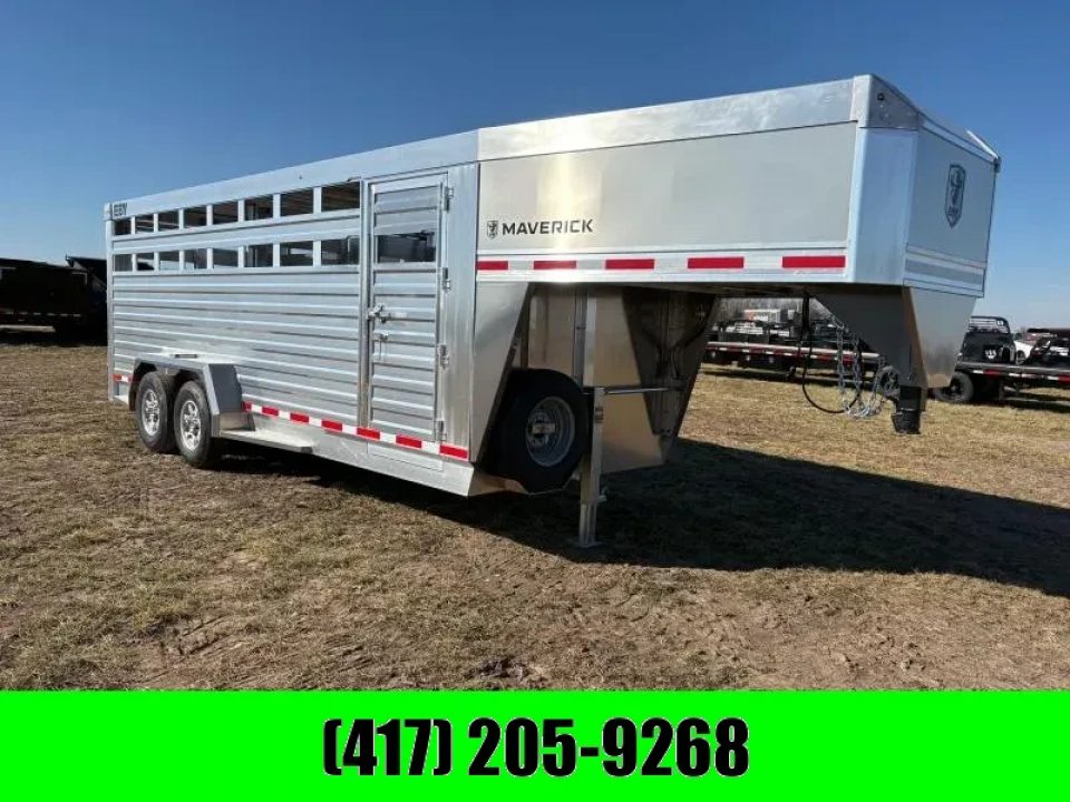 New 2027 EBY 6'11X20 Tandem 14K Aluminum Livestock Trailer W/ 1 Cut Gate & Full Swing Back Gate with Slider