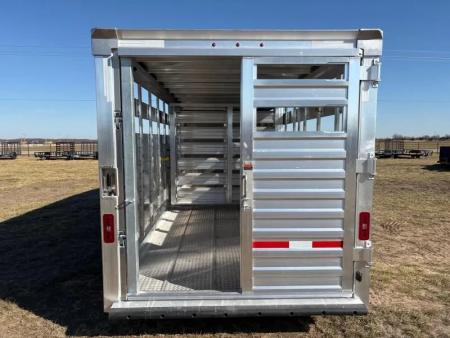 New 2027 EBY 6'11X20 Tandem 14K Aluminum Livestock Trailer W/ 1 Cut Gate & Full Swing Back Gate with Slider