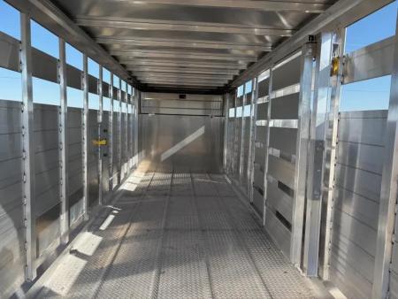 New 2027 EBY 6'11X20 Tandem 14K Aluminum Livestock Trailer W/ 1 Cut Gate & Full Swing Back Gate with Slider