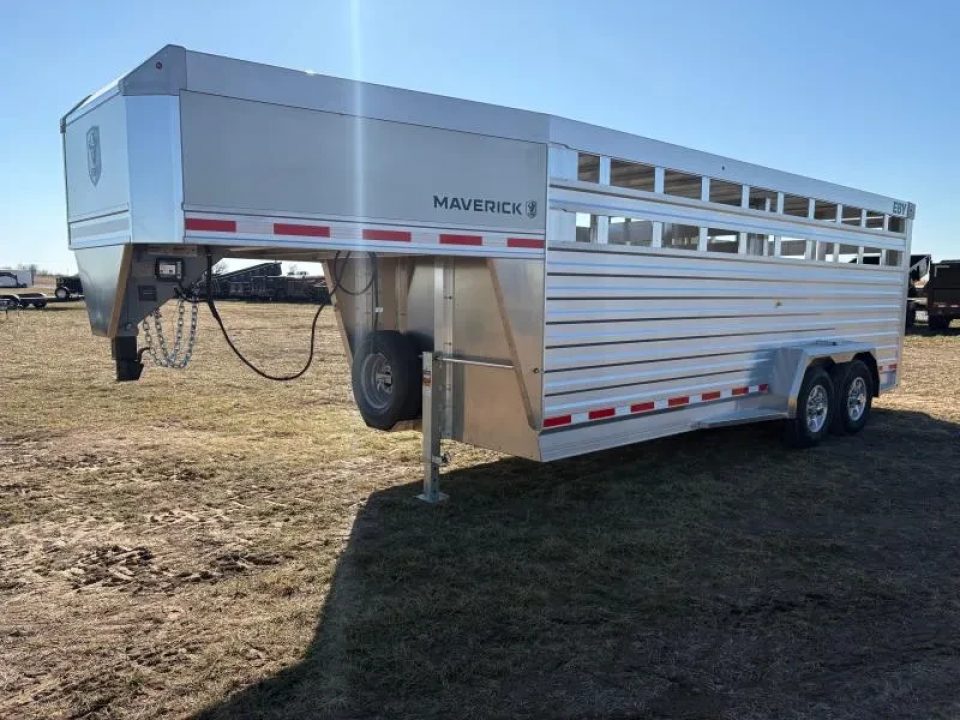 New 2027 EBY 6'11X20 Tandem 14K Aluminum Livestock Trailer W/ 1 Cut Gate & Full Swing Back Gate with Slider