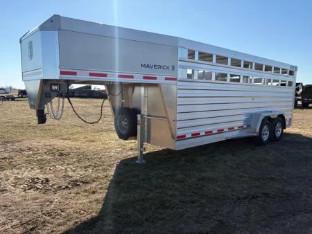 New 2027 EBY 6'11X20 Tandem 14K Aluminum Livestock Trailer W/ 1 Cut Gate & Full Swing Back Gate with Slider