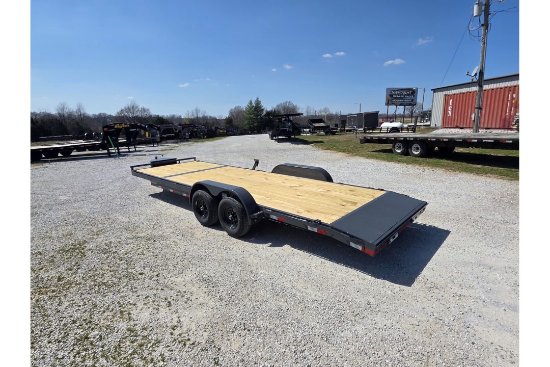 New 2026 Lamar 83X24 TANDEM 10K CAR HAULER W/2' STEEL DOVE & SLIDE OUT RAMPS / TOOLBOX