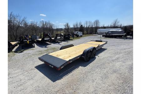 New 2026 Lamar 83X24 TANDEM 10K CAR HAULER W/2' STEEL DOVE & SLIDE OUT RAMPS / TOOLBOX