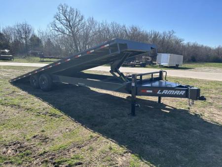 New 2025 Lamar Trailers 102x26 Tandem 14K Deckover Power Tilt w/ 14 Ply Tires, Spare & Tuff Wireless