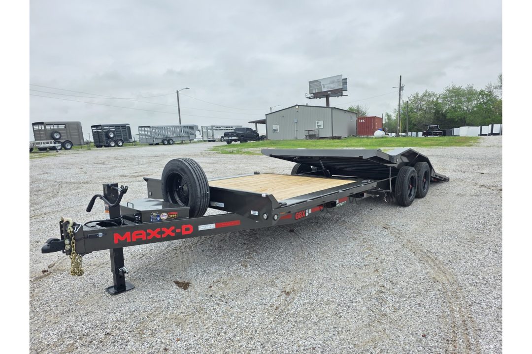 New 2026 MAXX-D 102 X 24 G8X TANDEM GRAVITY TILT W/ 8' STATIONARY & 16' TILT DECKS/ DRIVE OVER FENDERS/ FORK HOLDERS