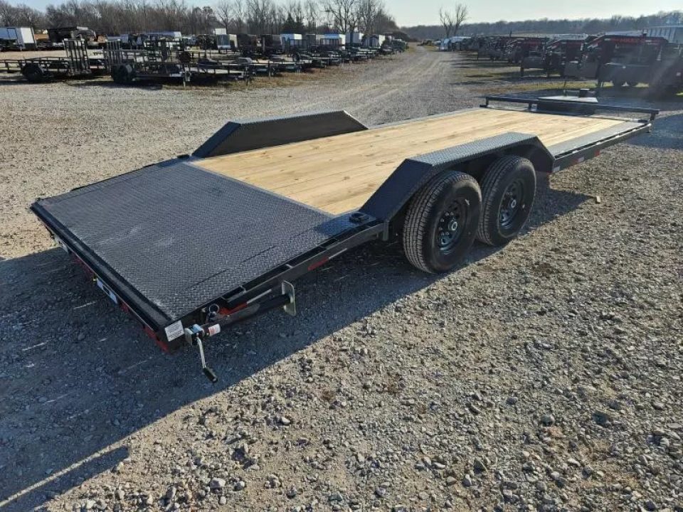 New 2026 Lamar Trailers 102X22 TANDEM 14K EQUIPMENT HAULER W/4' DOVE SLIDE OUT RAMPS & TOOLBOX