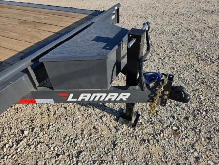 New 2026 Lamar Trailers 102X22 TANDEM 14K EQUIPMENT HAULER W/4' DOVE SLIDE OUT RAMPS & TOOLBOX