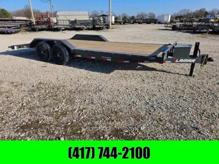 New 2026 Lamar Trailers 102X22 TANDEM 14K EQUIPMENT HAULER W/4' DOVE SLIDE OUT RAMPS & TOOLBOX