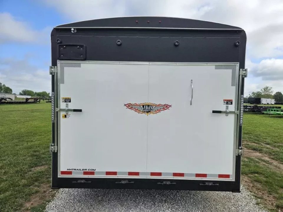 New 2025 H and H Trailer 8.5X18 TANDEM 14K GOOSENECK CARGO W/6'6" HEIGHT 14PLY & HD RAMP DOOR