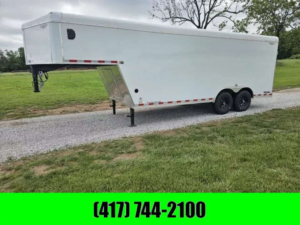 New 2025 H and H Trailer 8.5X18 TANDEM 14K GOOSENECK CARGO W/6'6" HEIGHT 14PLY & HD RAMP DOOR