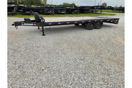 Used 2023 Lamar 102X22 TANDEM 14K DECKOVER W/ TONGUE TOOLBOX SPARE & MAX RAMPS