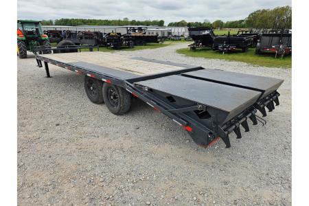 Used 2023 Lamar 102X22 TANDEM 14K DECKOVER W/ TONGUE TOOLBOX SPARE & MAX RAMPS