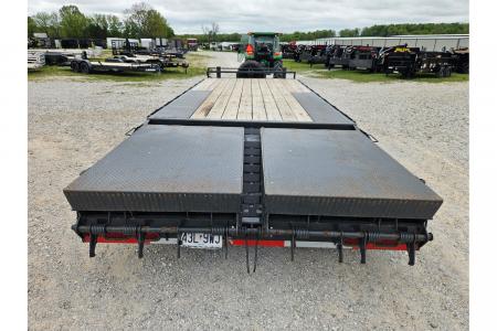 Used 2023 Lamar 102X22 TANDEM 14K DECKOVER W/ TONGUE TOOLBOX SPARE & MAX RAMPS
