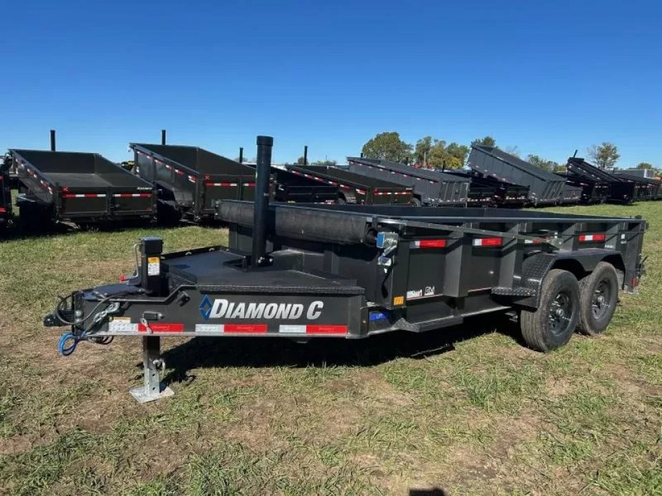 New 2026 Diamond C Trailers 83x14 Tandem 14.9K Telescopic Dump w/ Long Arm Tarp